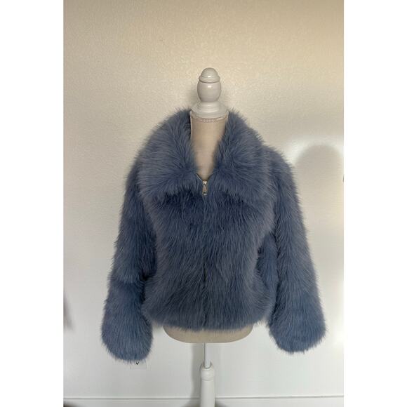 Jason Wu Light Blue Faux Fur Jacket - M - Picture 1 of 8